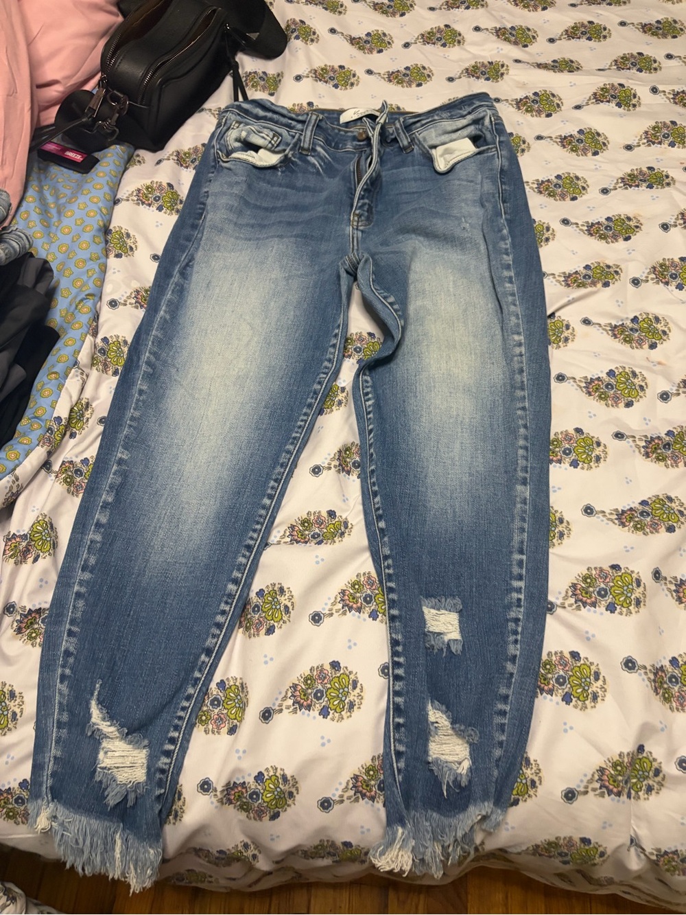 Signature Women’s Light Blue Distressed Boyfriend Jeans